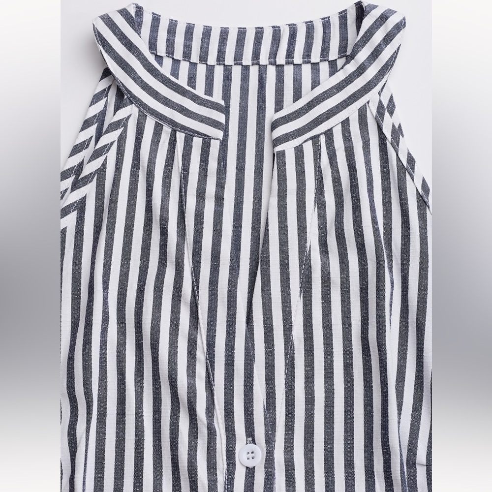 NWT XL Cupshe Navy and White Sleeveless Striped Dress - Picture 4 of 6